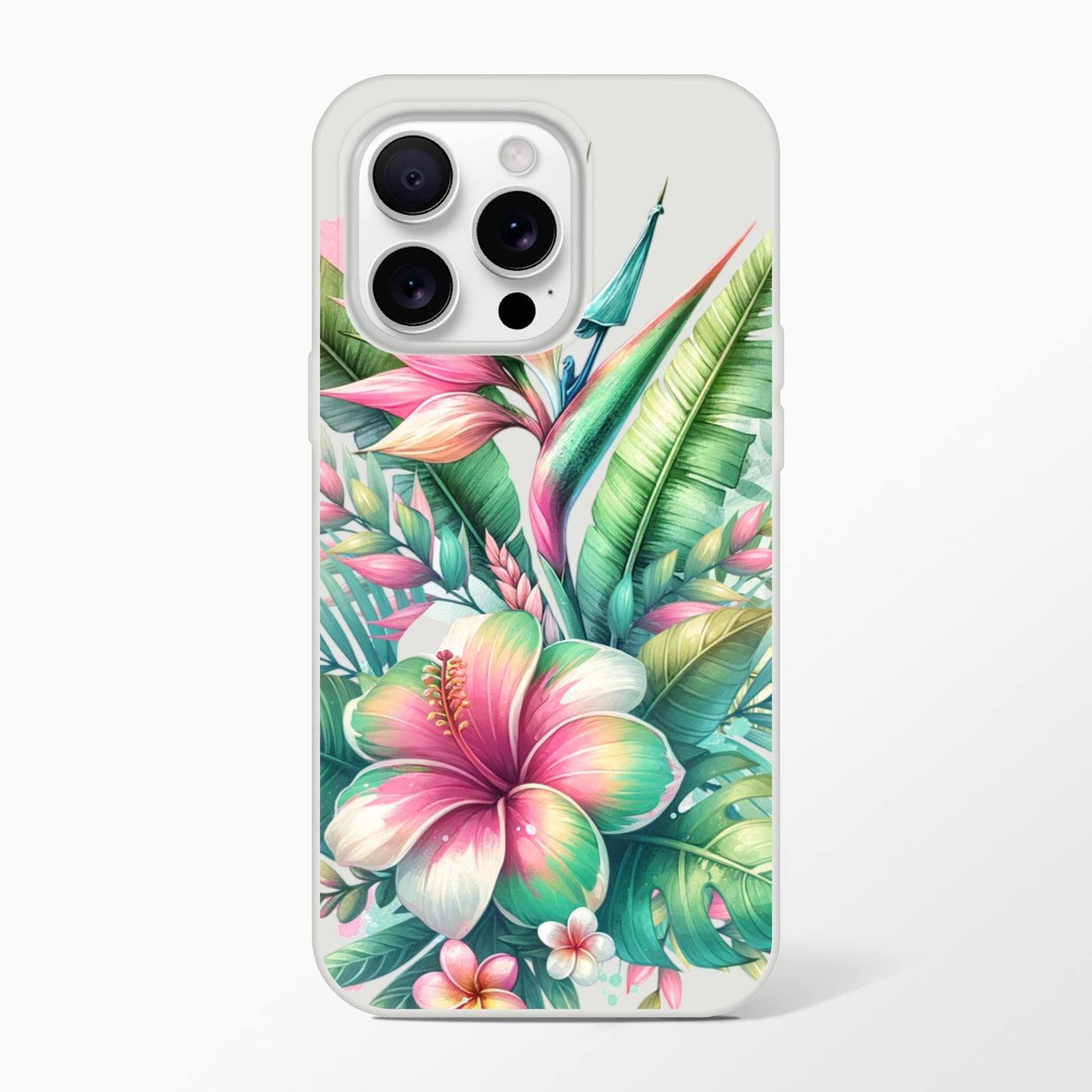 iPhone case with tropical floral design on a white background 20