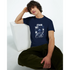 Male model wearing navy cotton-blend Slogan T Shirt with It's OK Not To Be OK graphic.