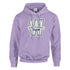 Lavender Washington University women's cotton-blend hoodie featuring a large W emblem and campus-style graphics.