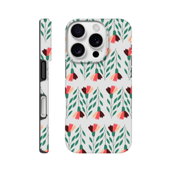 Floral wraparound tough protective case for iPhone 16 15 14 13 with dual-layer protection and glossy finish