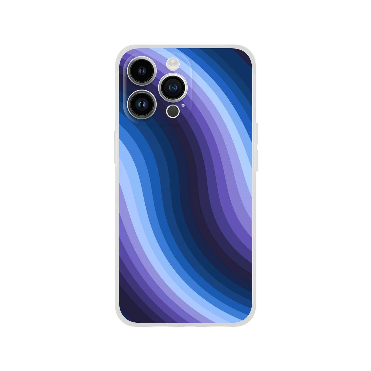Blue Retro Wave iPhone Case (13-16) with abstract Y2K swirl, matte finish, slim protection.