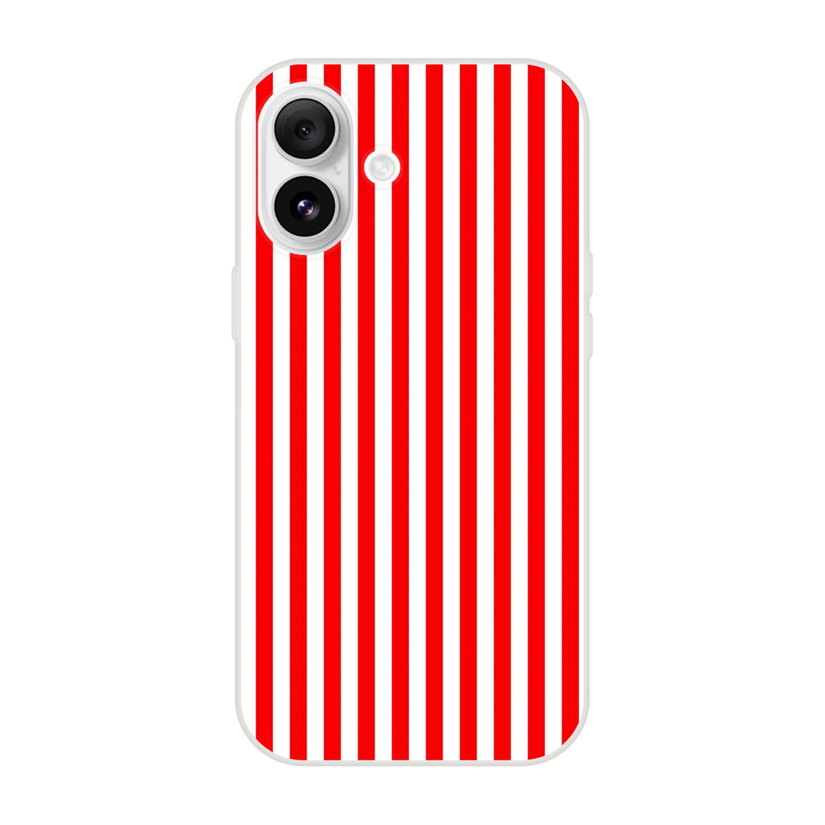 Red Stripe iPhone Case for iPhone 13–16 with minimalist retro vertical red stripes.