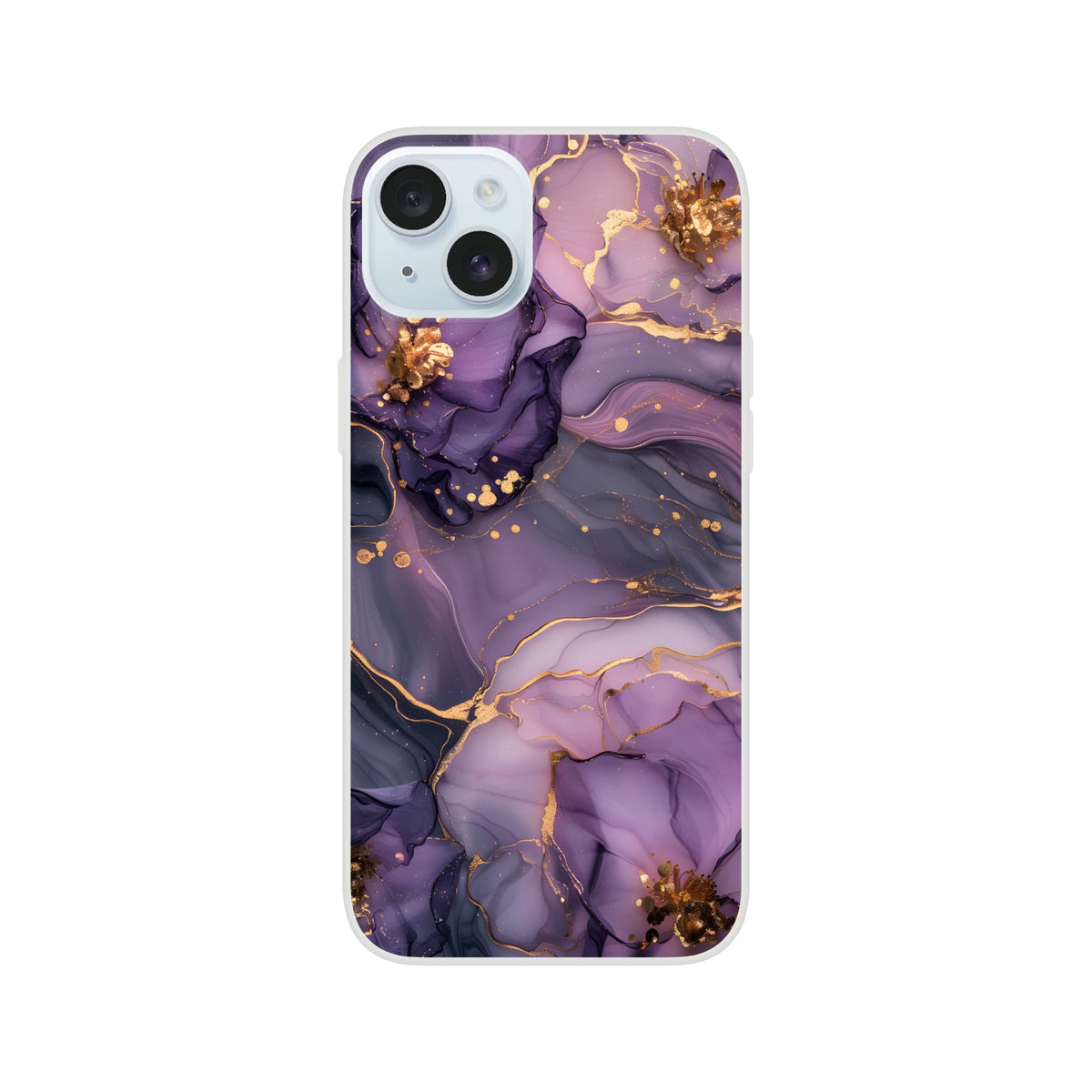Purple and gold Marple iPhone case 13-16 with luxury abstract agate marble pattern
