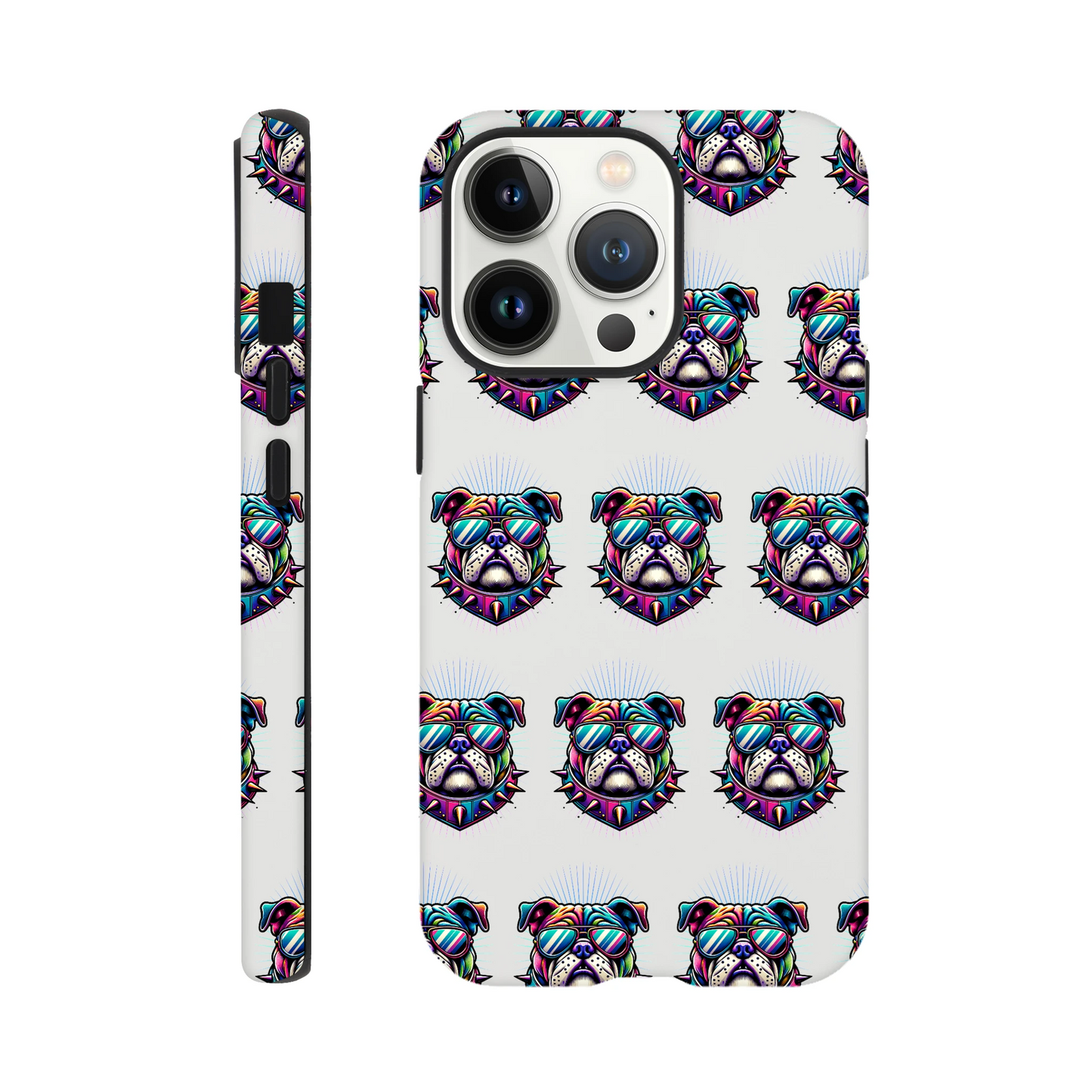 Bull Dog phone case with tough dual-layer protection, glossy wraparound print for iPhone 16/15/14/13