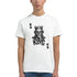 White short-sleeve king-themed men's graphic tee with crowned skull illustration.