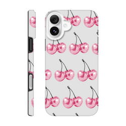 Glitter Ball Cherries iPhone case with tough dual-layer protection and glossy wraparound print on back and sides