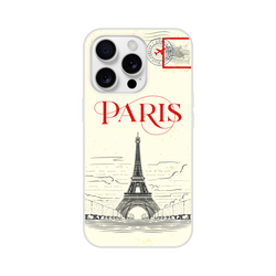 Vintage Postcard iPhone Case Paris Holiday for iPhone 13-16 with Eiffel Tower illustration.
