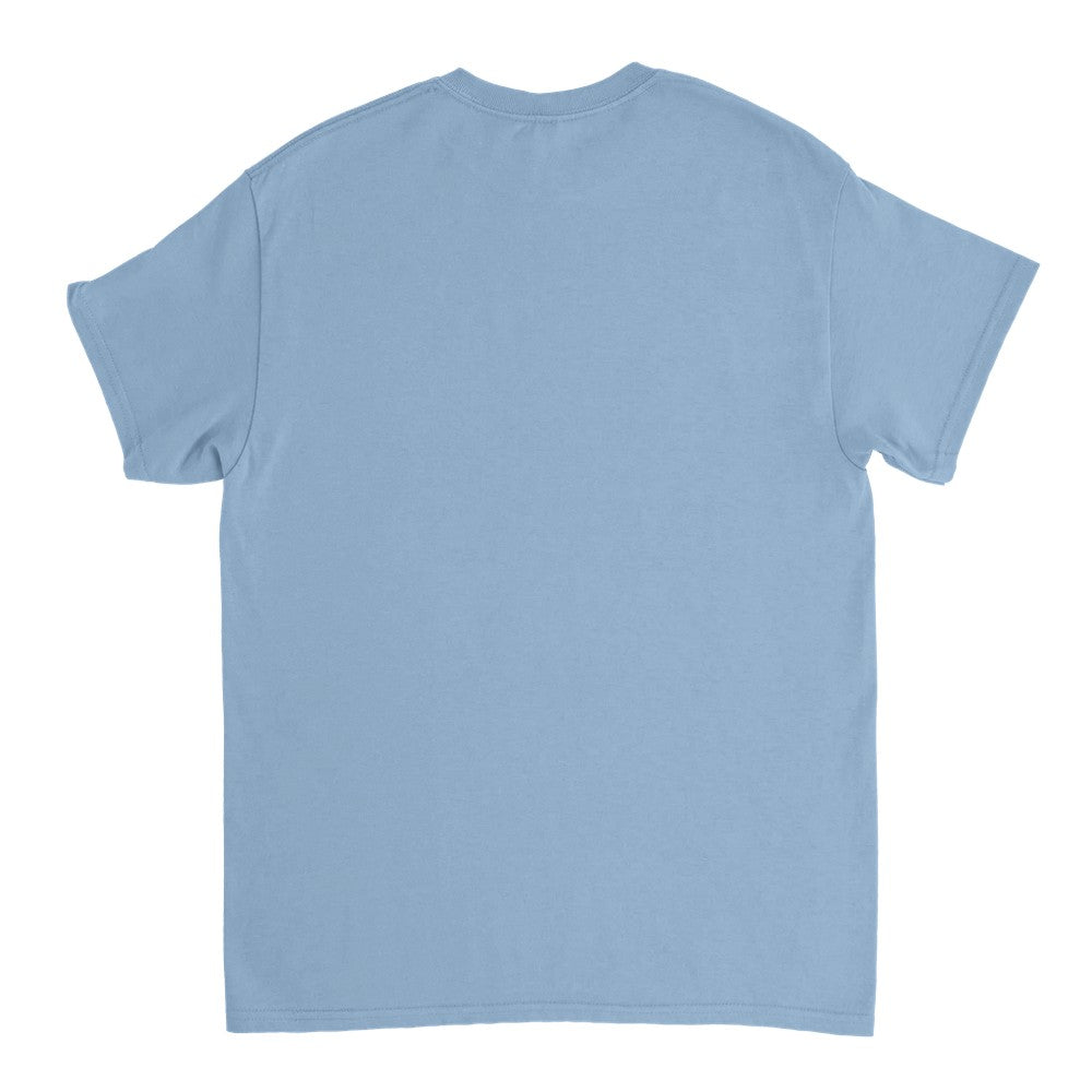 Light blue men's short-sleeve crew-neck T-shirt, back view.
