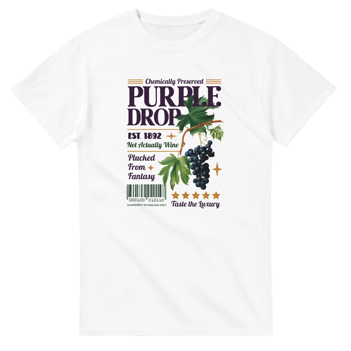 Vintage Purple Grape Graphic T‑Shirt for Women with retro fruit motif and grape illustration.