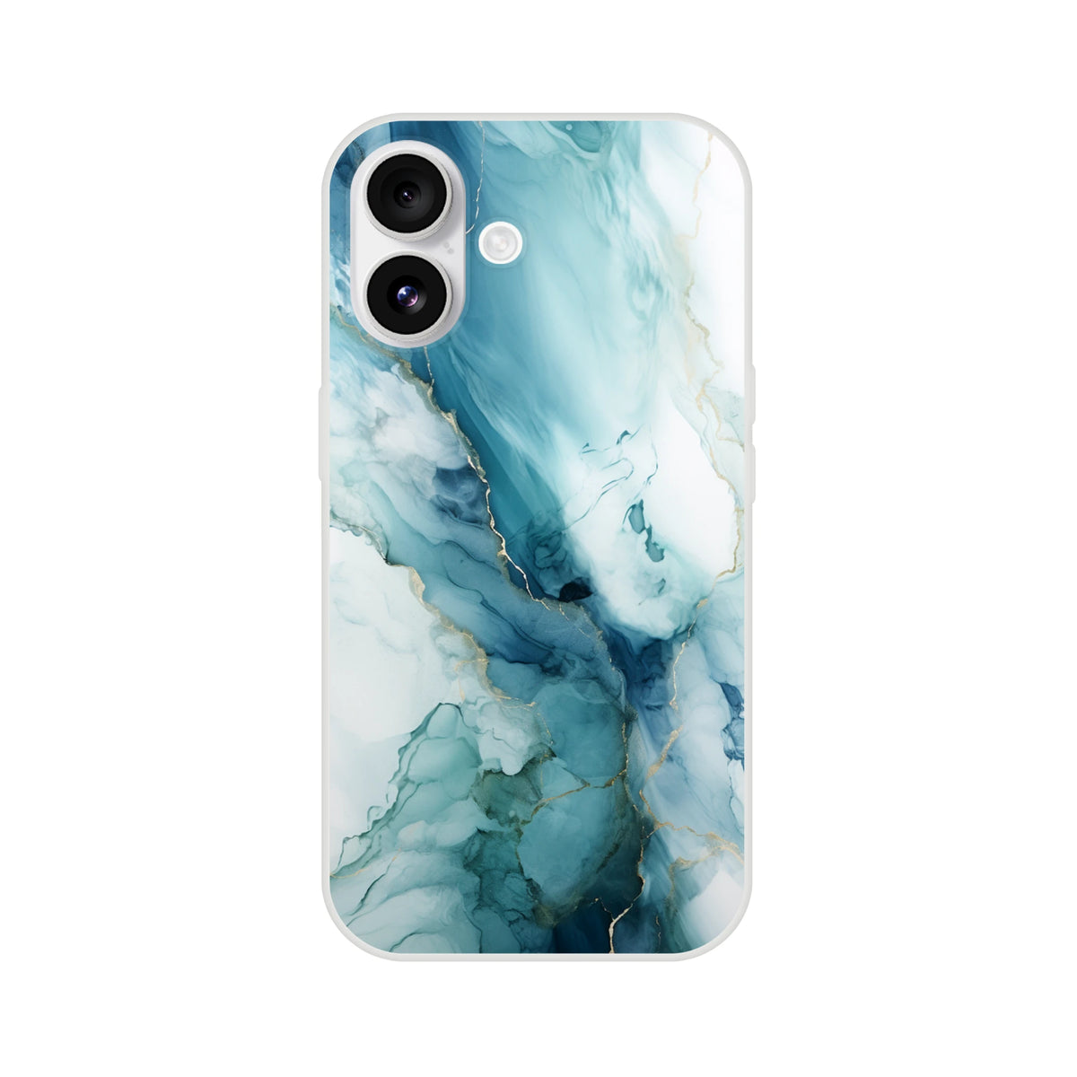 Blue Marble Ocean Agate abstract iPhone case for 13-16 with slim matte shell