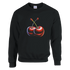 Black cotton-blend sweatshirt featuring a bold red double-cherry graphic on the front