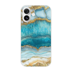 Blue and gold marble Ocean Agate iPhone case for iPhone 13–16 with slim, shock-absorbing design