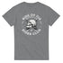 Grey heather men's cotton-blend T-shirt with skull and crossed tools motorcycle club graphic, Ride or Die Rider Club.