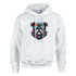 British Bulldog Jumper men's graphic hoodie in white cotton blend with a colorful bulldog wearing sunglasses and spikes.