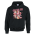 Black hoodie featuring pastel cowgirl boots with pink bows, pink COWGIRL text, and star accents.