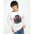 White cotton-blend Teddy Bear men's graphic sweatshirt featuring a DJ bear with headphones at a turntable.