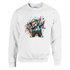 Dab Teddy Bear men's graphic sweatshirt with blue hoodie and colorful splash on white fabric.