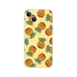 Pineapple-pattern iPhone case (13-16) with yellow background and vibrant tropical print.