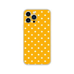 Retro orange and white polka dot iPhone case with slim matte TPU protection for iPhone 13-16 models.