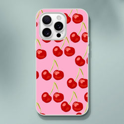Pink coquette aesthetic cherry iPhone case for 13-16 with a slim matte shell.