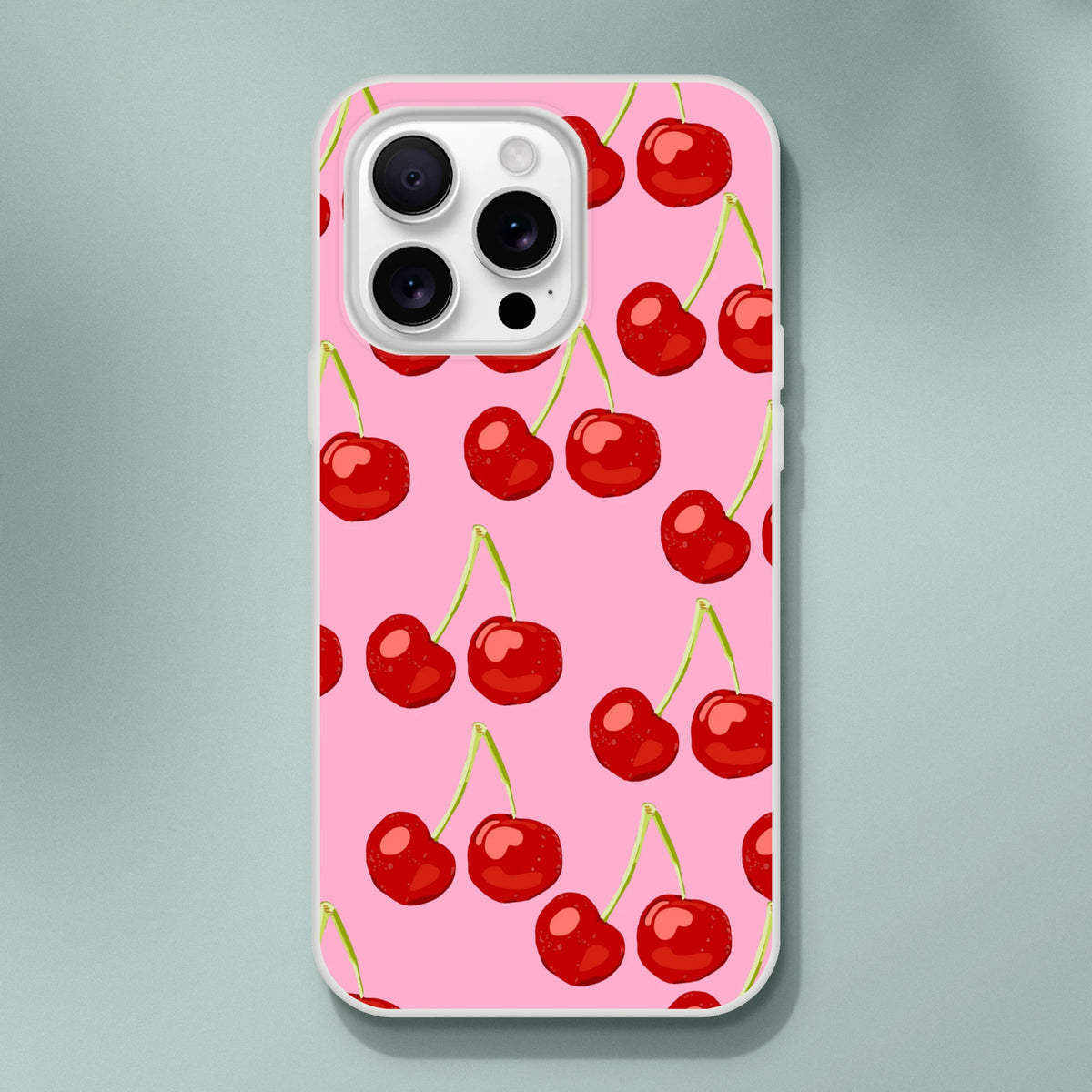Pink coquette aesthetic cherry iPhone case for 13-16 with a slim matte shell.