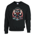 Teddy bear DJ graphic on black heavyweight sweatshirt with headphones, sunglasses, leather jacket, and turntable.
