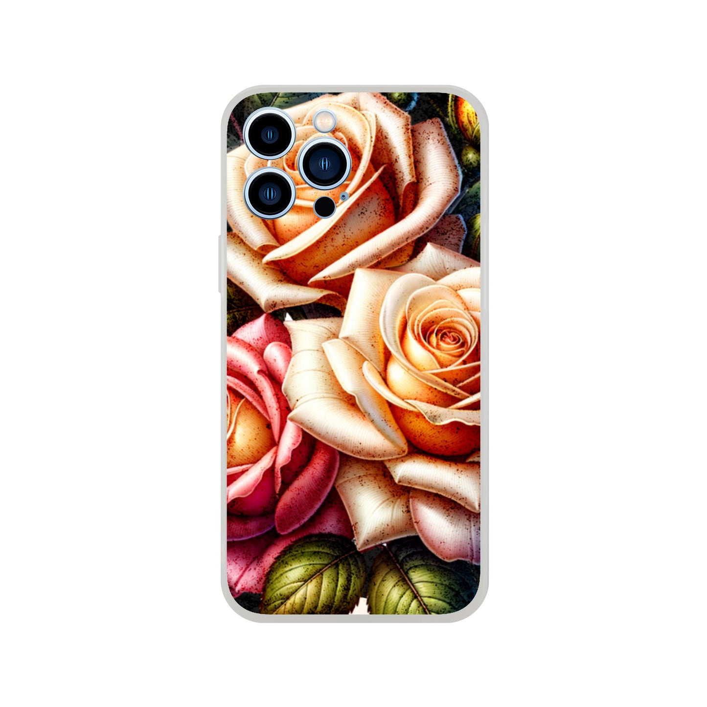 iPhone case with a design of roses on a white background 10