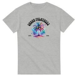 Urban Palm Trees women's tee with colorful palm tree graphic and retro streetwear summer top.