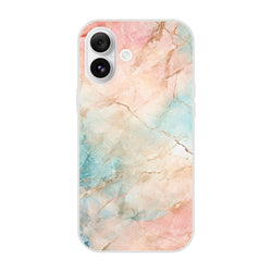 Pastel marble iPhone case (13-16) Peach & Aqua abstract phone cover with a durable, gallery-ready look.