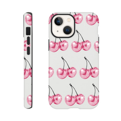 Glitter pink cherry wraparound print tough protective case with dual-layer protection for iPhone 16-13.