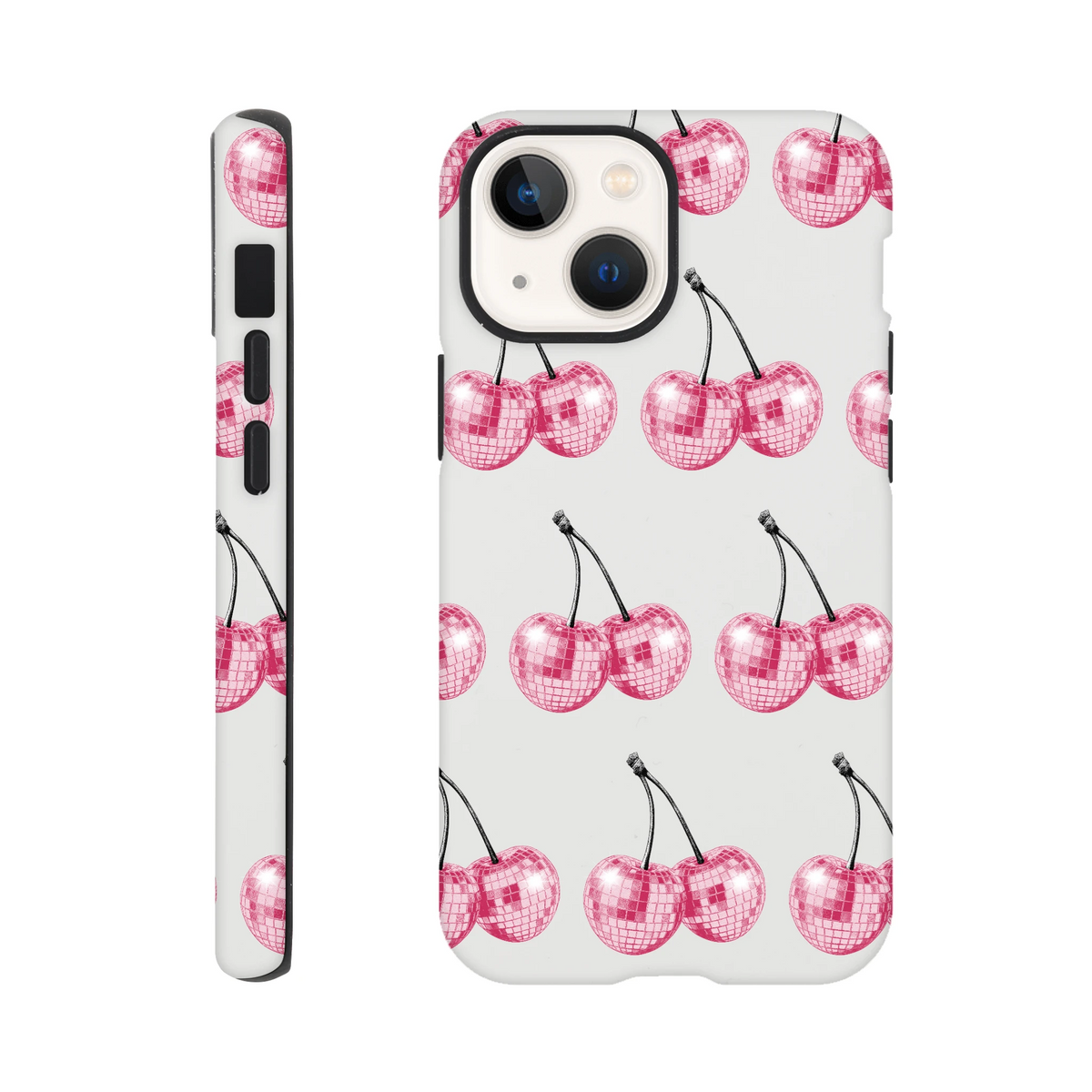 Glitter pink cherry wraparound print tough protective case with dual-layer protection for iPhone 16-13.