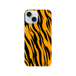Orange and black tiger-print iPhone case with slim matte finish for iPhone 13-16.