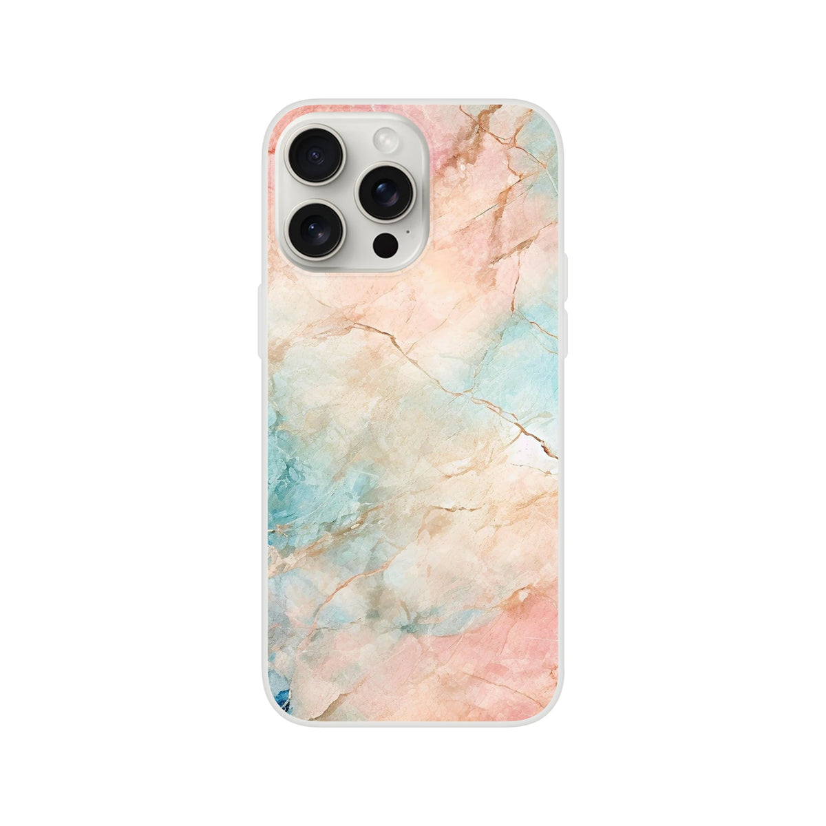 Pastel marble Peach & Aqua abstract iPhone case for iPhone 13–16, durable gallery-ready cover