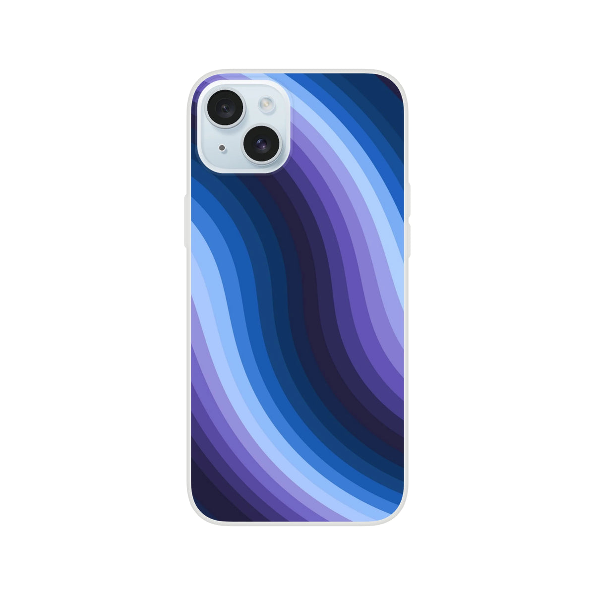 Blue Retro Wave iPhone Case with abstract Y2K swirl, slim matte finish for iPhone 13-16.