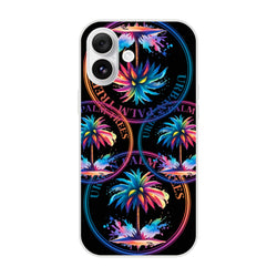 Urban Palm Trees iPhone Case (13–16), retro aesthetic with palm motif, matte finish, slim shock-absorbing TPU
