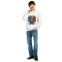 White Urban Teddy Bear men's graphic sweatshirt, 50/50 cotton-poly blend, available in sizes S-XL.