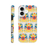 Double-layer floral phone case with glossy finish for iPhone 16-13; wraparound print on back and sides in yellow.