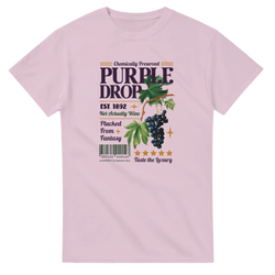 Vintage purple grape graphic tee for women with grape clusters and retro typography