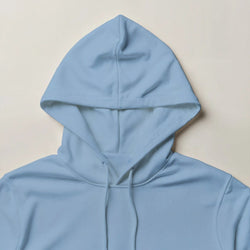 Berlin Graphic Women’s Hoodie, light blue soft cotton blend, hooded pullover, sizes S–XL; grey, green, blue options.