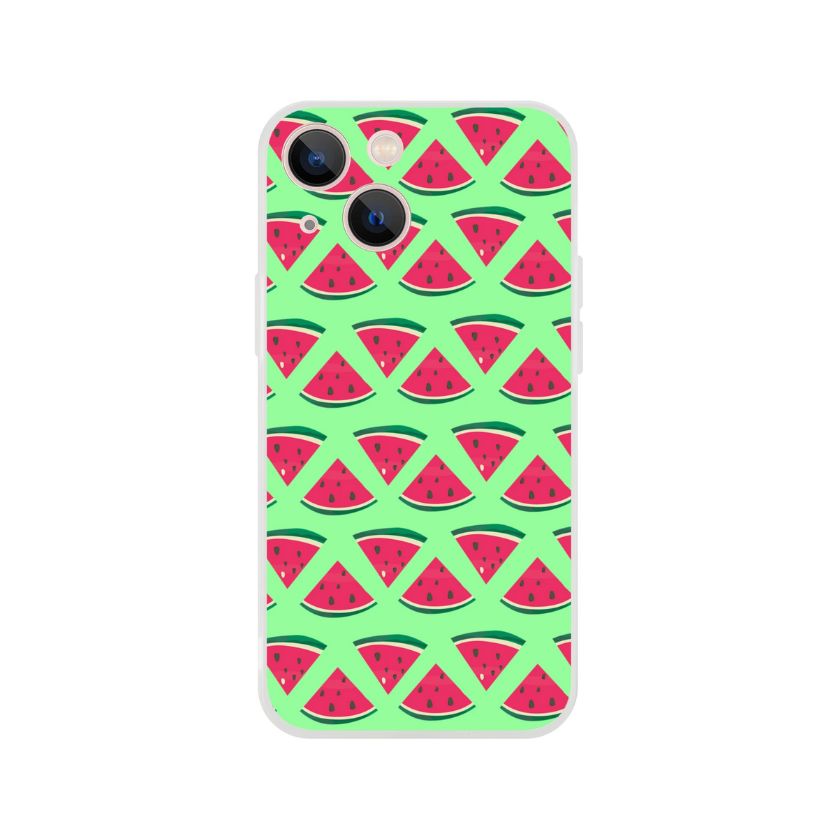 Cute summer watermelon pattern iPhone case with shock-absorbing TPU protection for city commutes and outings.