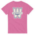 Pink Washington University women's graphic tee with a large white and navy W crest and Class of 97 banner.