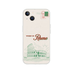 Vintage postcard iPhone case (13-16) with Rome landmarks, slim matte TPU, retro printed design.