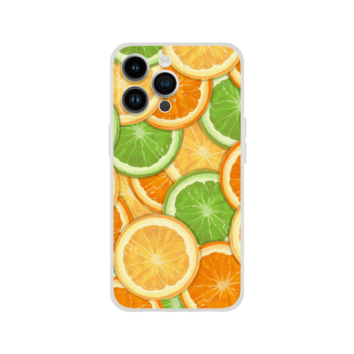 Citrus fruit iPhone case for 13-16 featuring lime, lemon, and orange slices in a tropical design.