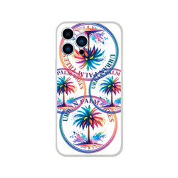 Urban Palm Trees iPhone case (13-16) with retro palm artwork and matte finish.