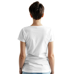 Back view of Mai Tai Dreams women's white cotton-blend graphic T-shirt with short sleeves.