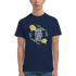 Navy Good Vibes Only men's graphic tee in soft cotton blend featuring yellow roses in a floral wreath.