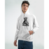 Model wearing white Liberty DJ men's graphic hoodie with black Statue of Liberty DJ graphic on chest