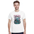 Men's white cotton-blend Sakura graphic T-shirt with pink blossoms and pagoda landscape.