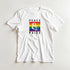 White Pride LGBTQ men's graphic T-shirt with rainbow flag and ampersand, Peace & Pride design