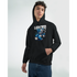 Black men's Wanted Teddy Bear Hoodie with a blue bear graphic and front pocket